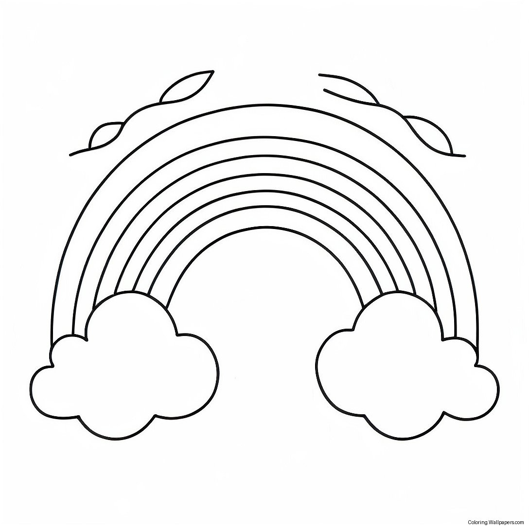 Bright Rainbow With Clouds Coloring Page 52501