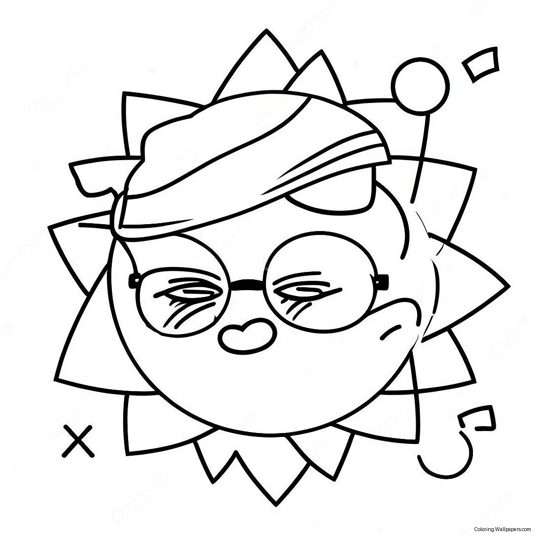 Bright Sun With Sunglasses Coloring Page 50130