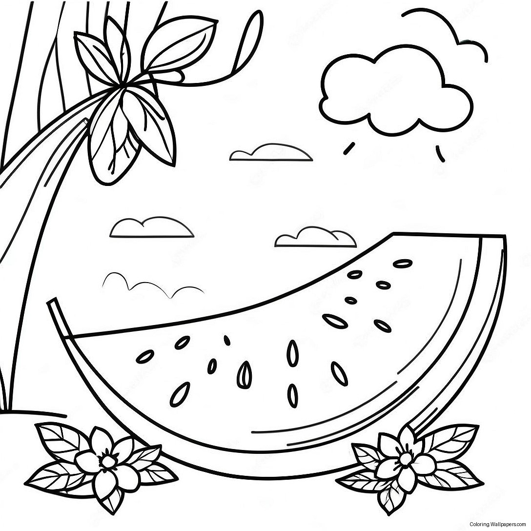 Bright Sunny Day With Melon Coloring Page 20553