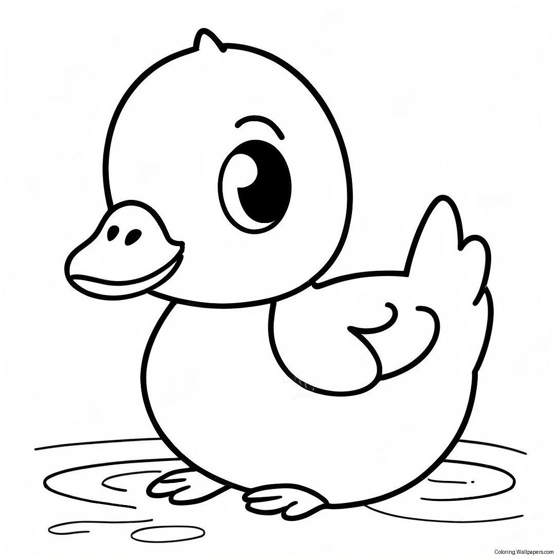 Bright Yellow Duckling Coloring Page 7905