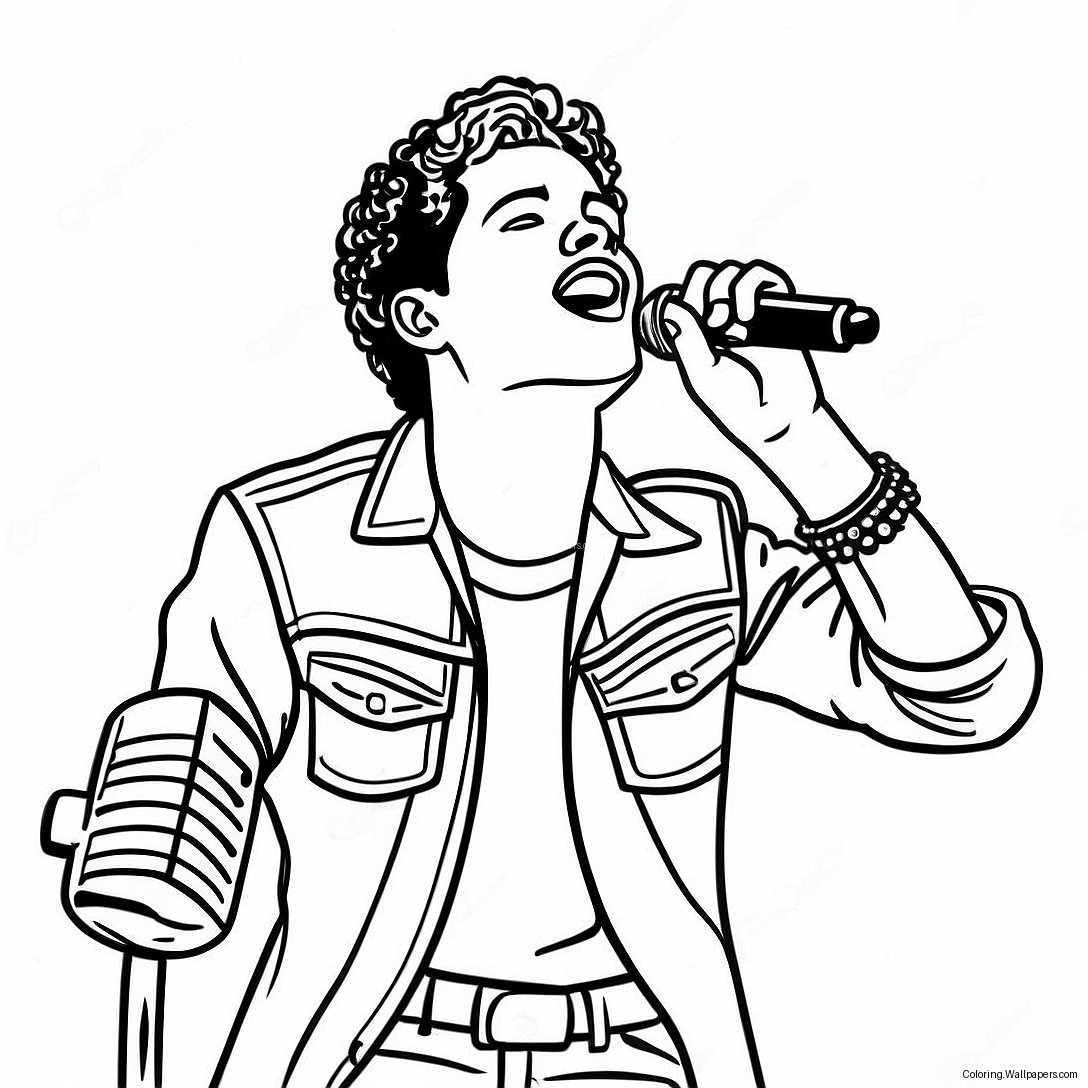 Pagini De Colorat Cu Bruno Mars Cântând Pe Scenă 21469