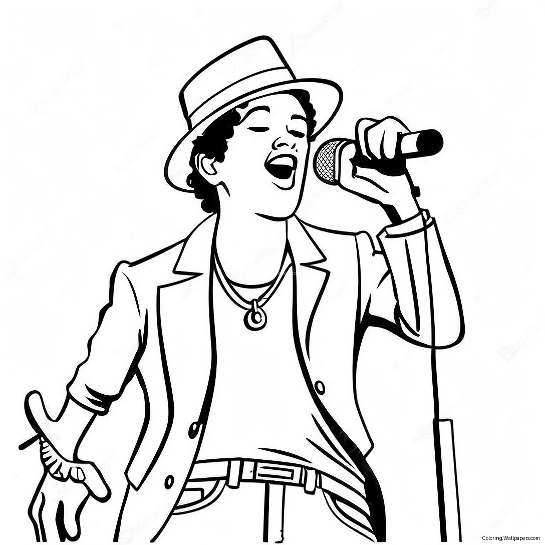 Bruno Mars Singing On Stage Coloring Page 21470