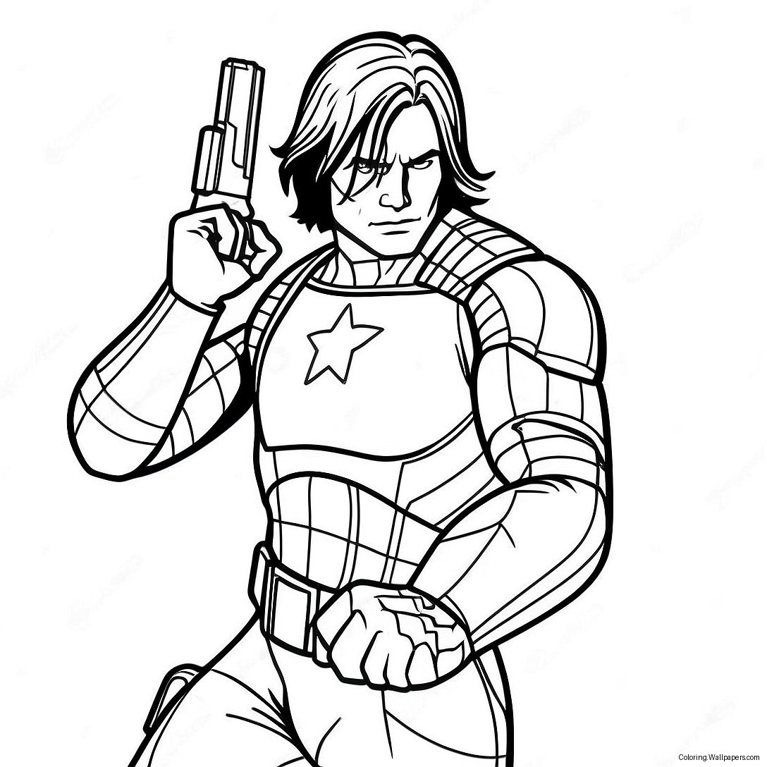 Bucky Barnes In Heroic Pose Coloring Page 48910