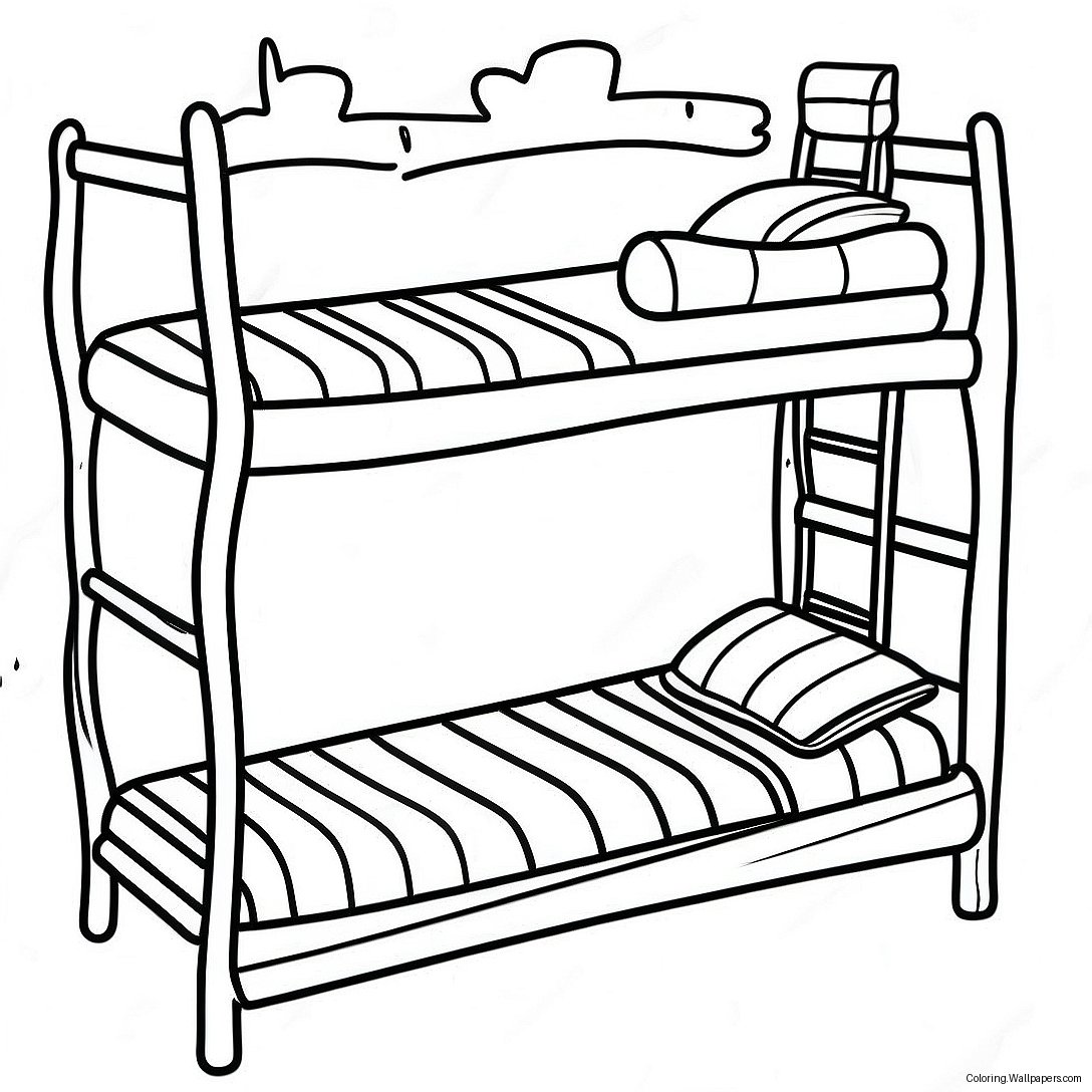 Bunk Bed With Colorful Bedding Coloring Page 23897