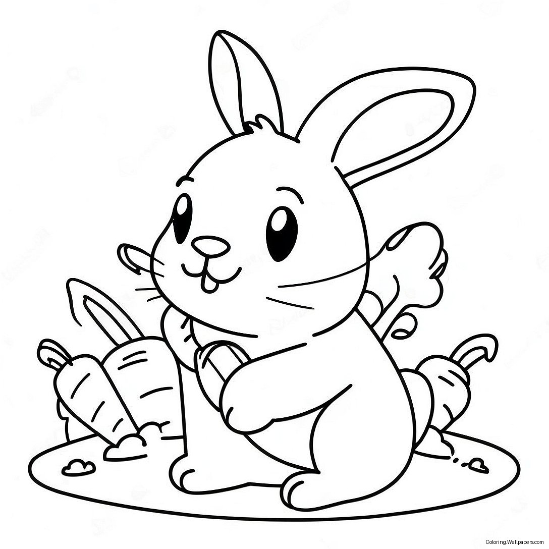 Bunny With Carrot Coloring Page 53195