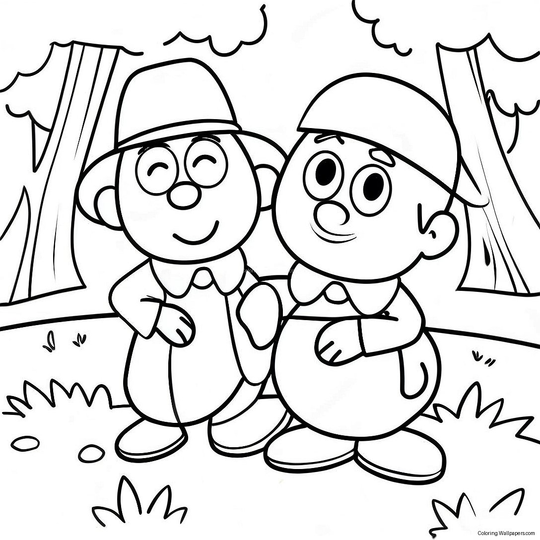 Burt And Ernie Playing In The Park Coloring Page 29971