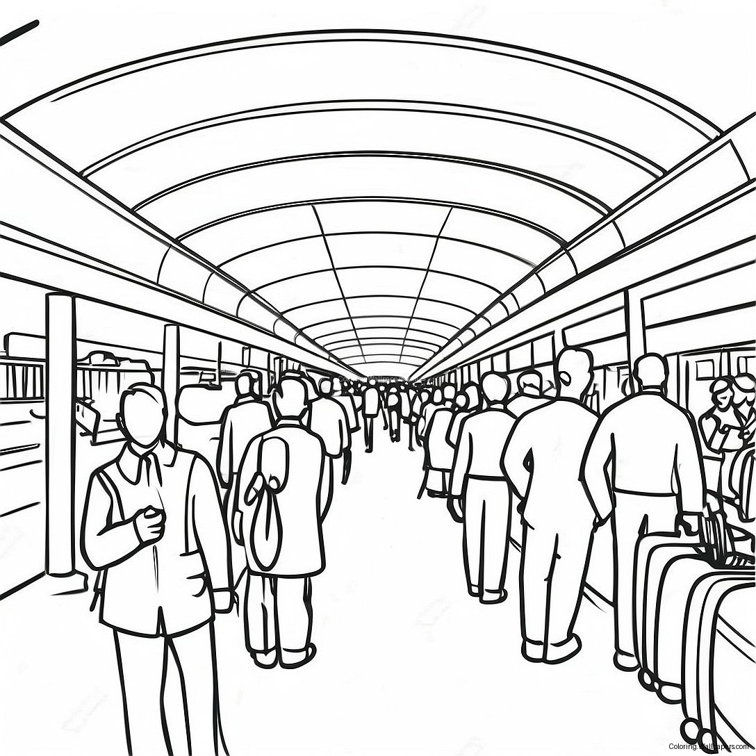 Busy Airport Terminal Coloring Page 11355