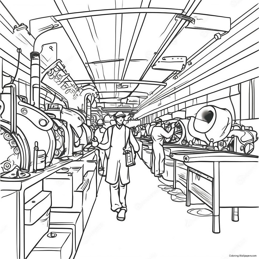 Busy Factory Scene Coloring Page 52575