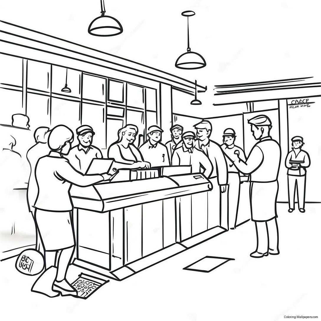 Busy Post Office Scene Coloring Page 42304