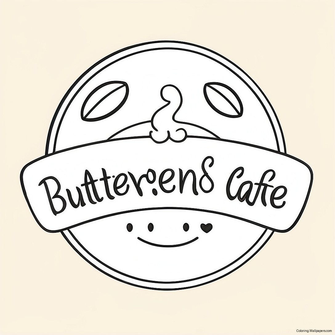 Butterbean Cafe Logotyp Färgläggningssida 19281