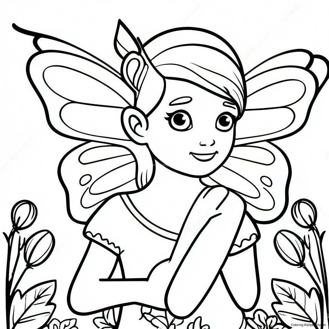 Butterfly Fairy In A Magical Garden Coloring Page 43189