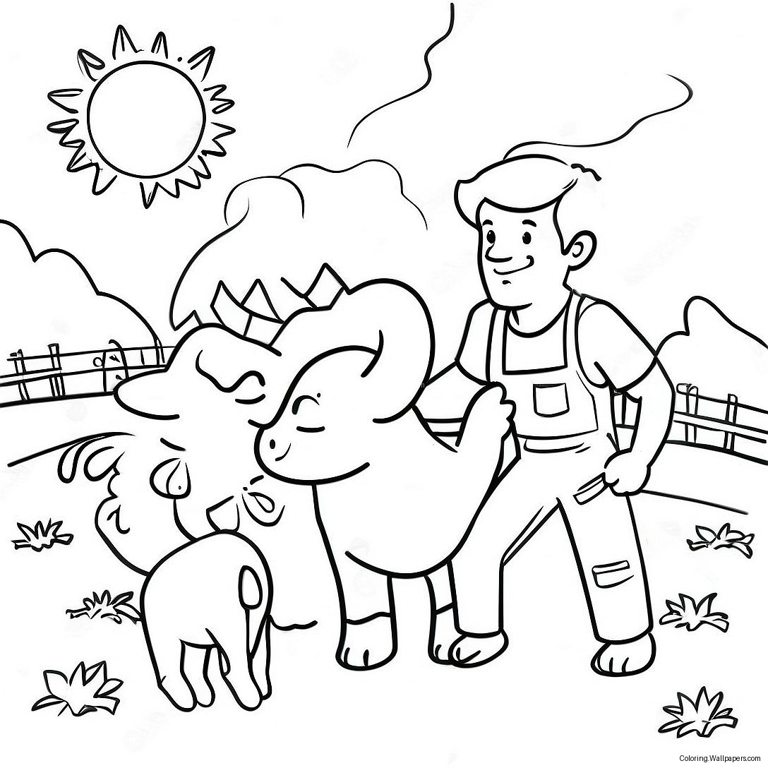 Cain And Abel With Farm Animals Coloring Page 32140