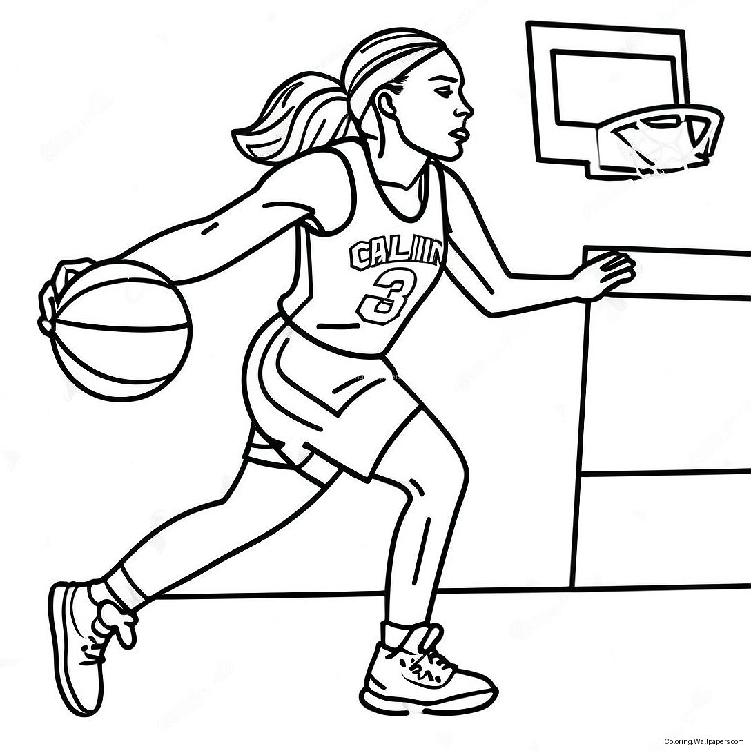 Caitlin Clark Basketball Action Coloring Page 22378