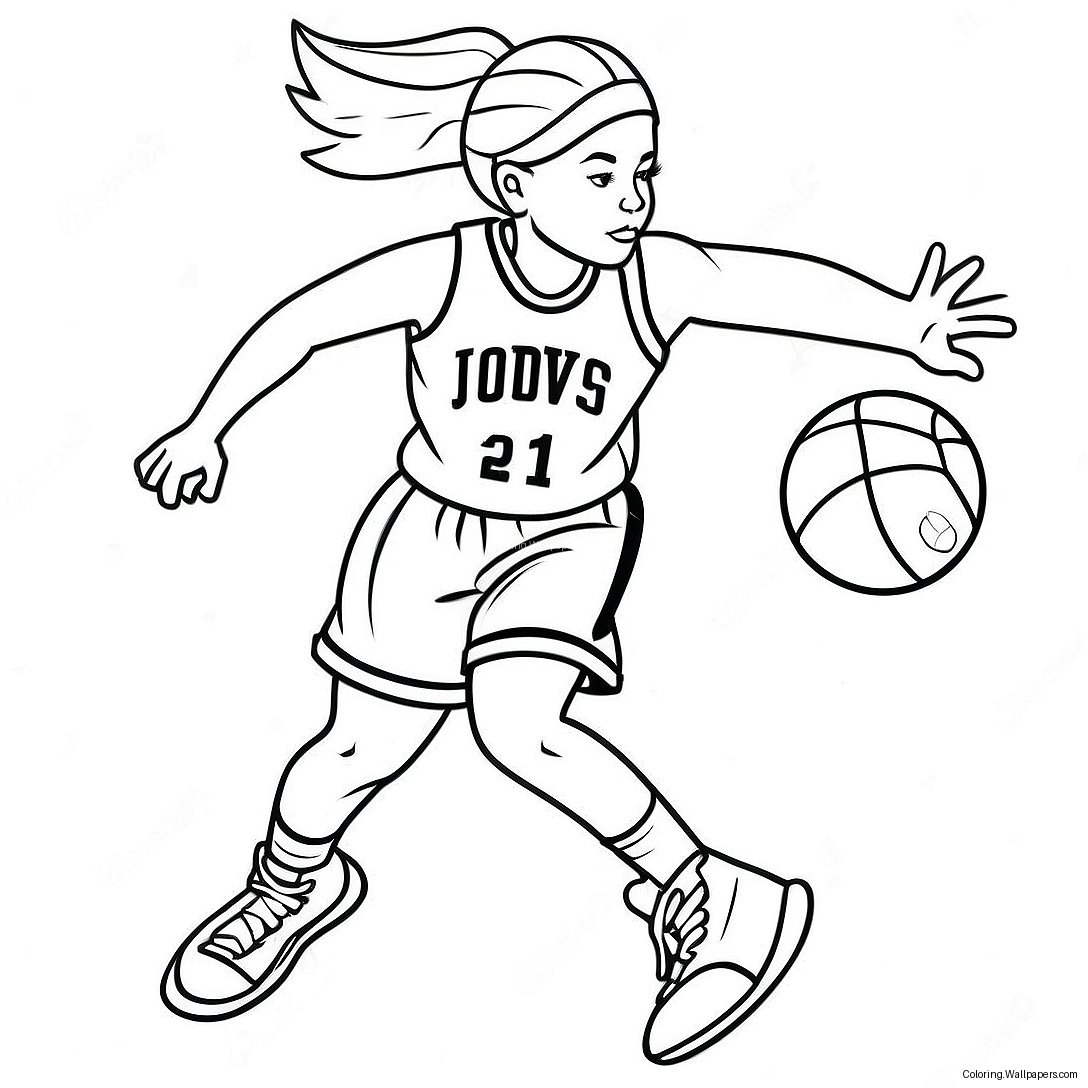 Caitlin Clark Basketball Action Coloring Page 22379