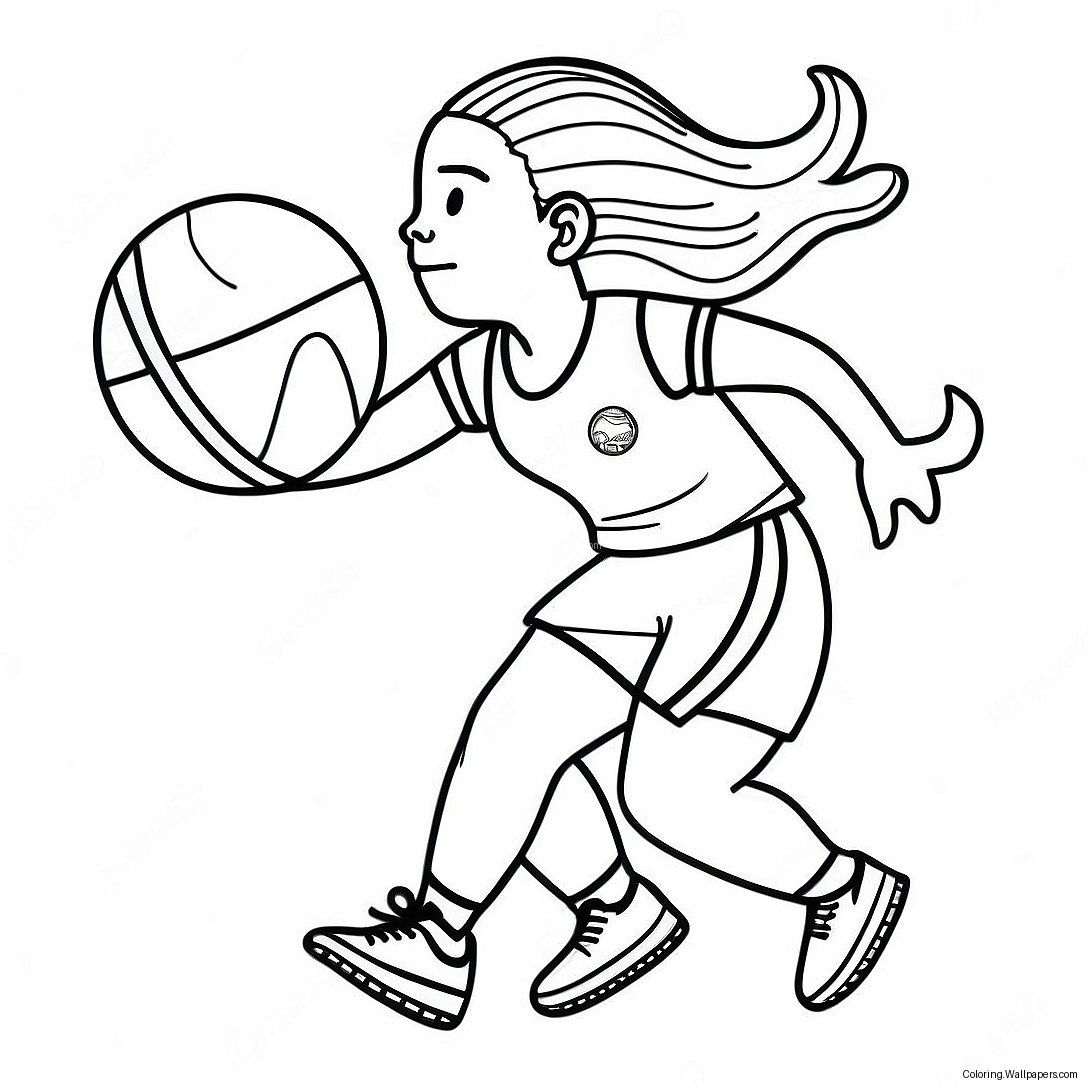 Caitlin Clark Dribbling The Ball Coloring Page 22391