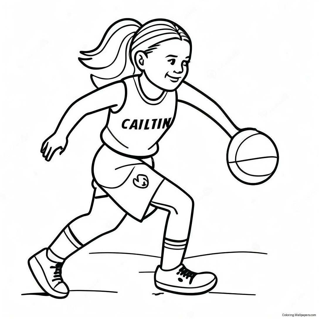 Caitlin Clark Dribbling The Ball Coloring Page 22392