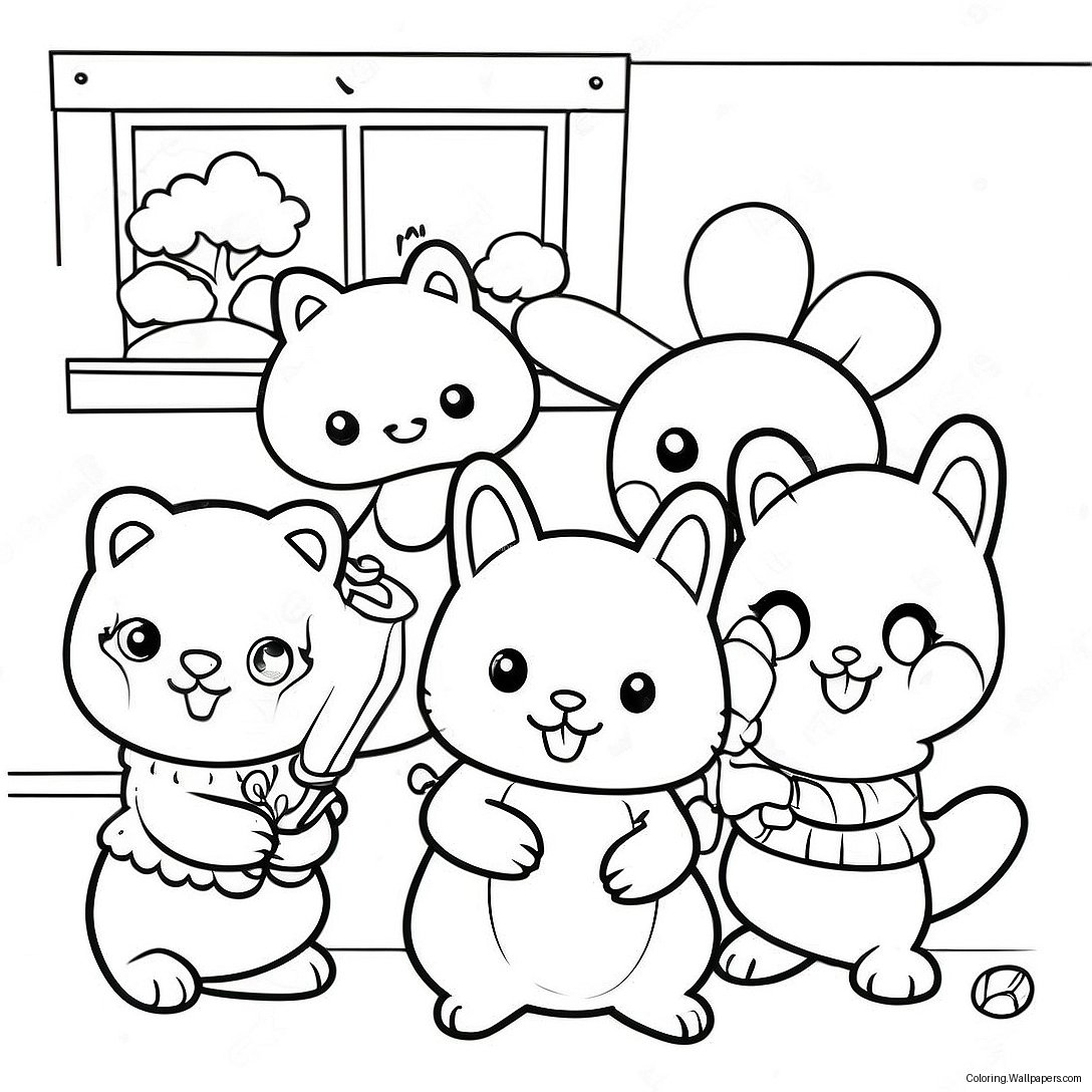 Página Para Colorir Da Família Calico Critters 7824