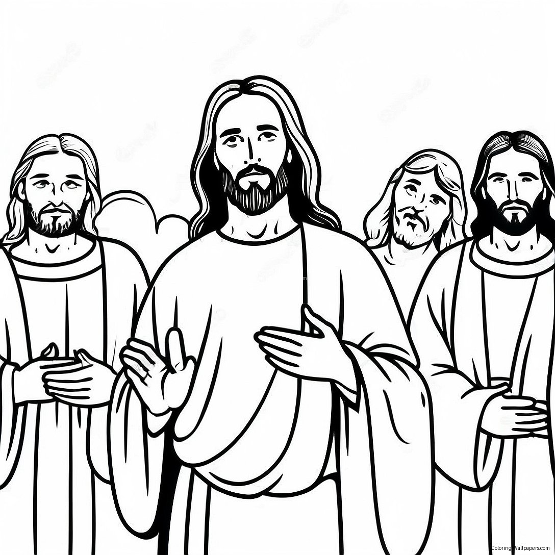 Calm Jesus With Disciples Coloring Page 46478