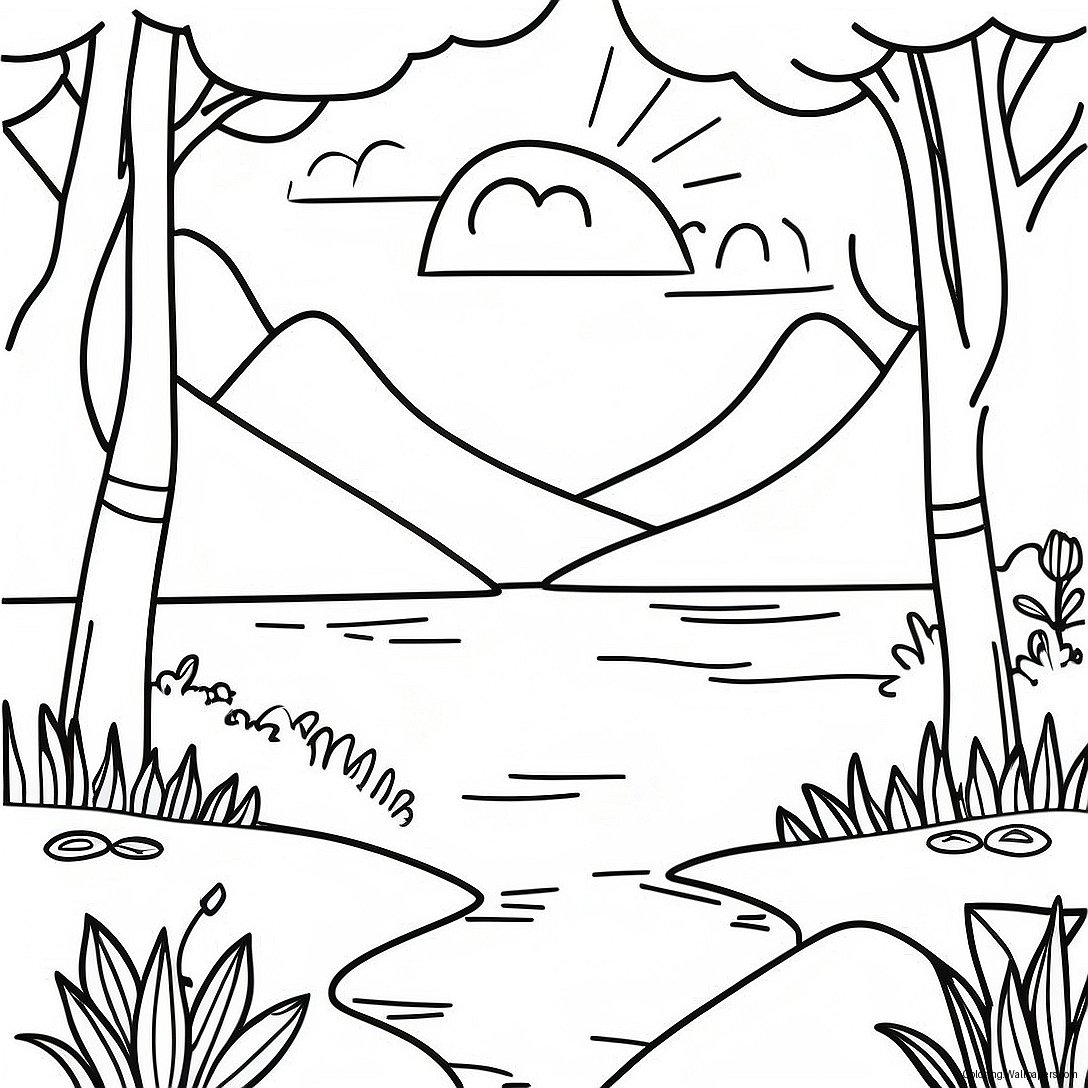 Calm Nature Scene Mindfulness Coloring Page 47990