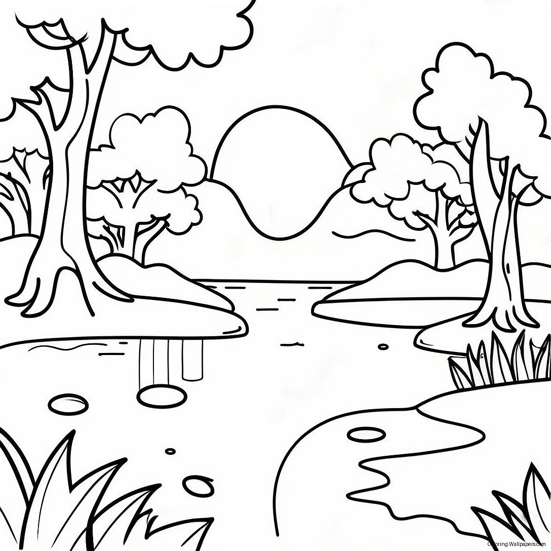 Calming Nature Scene Coloring Page 4021