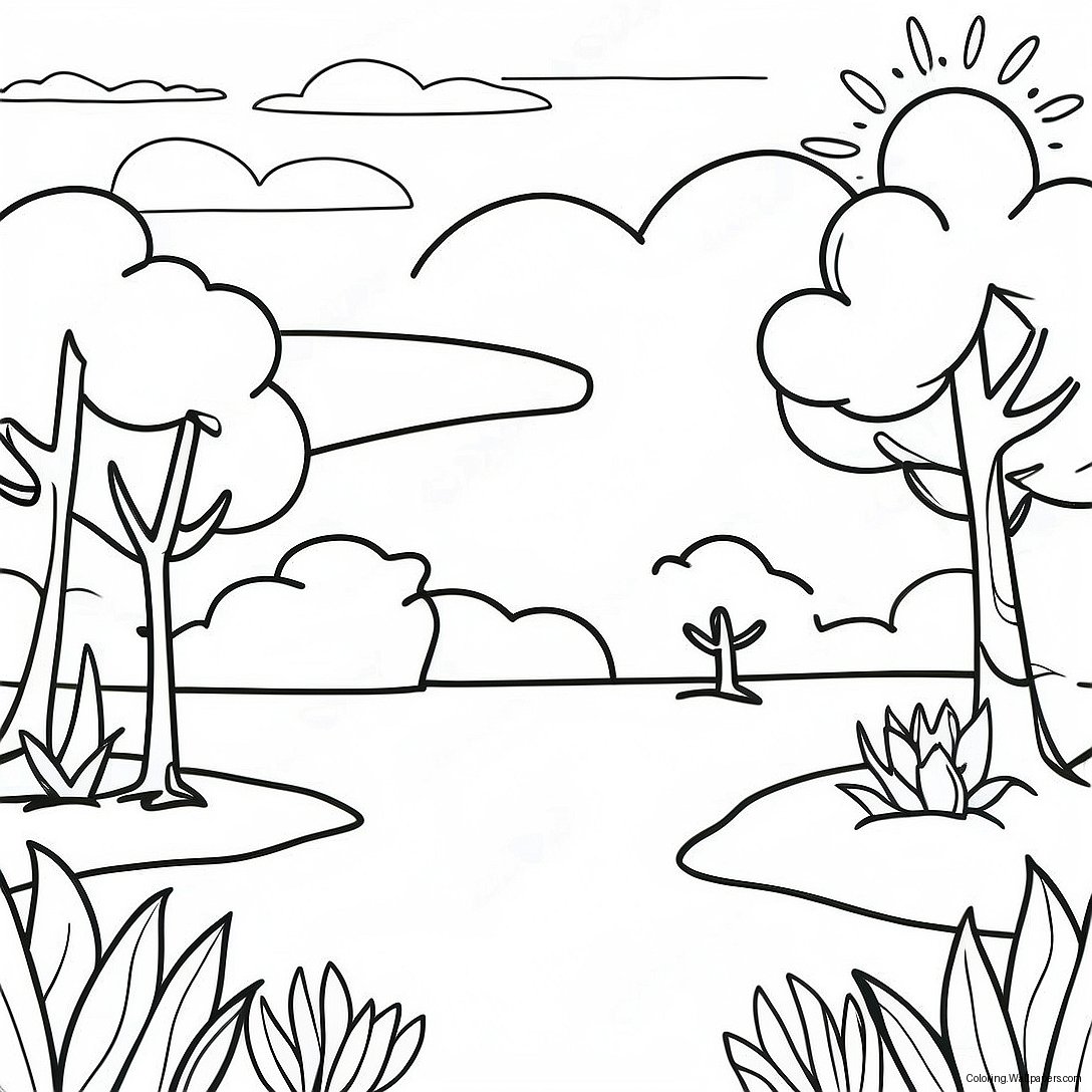 Calming Nature Scene Coloring Page 4023