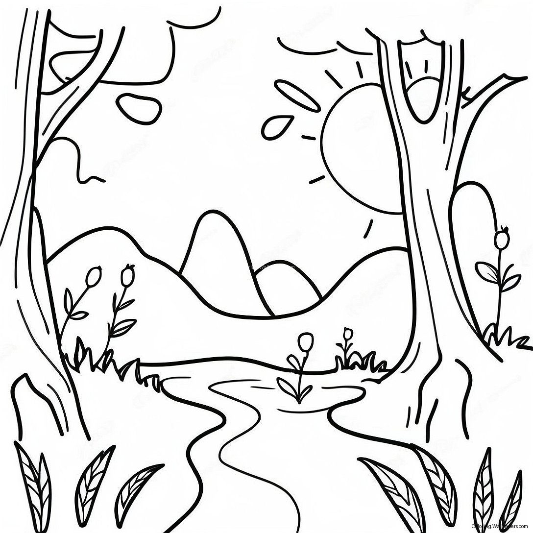 Calming Nature Scene Coloring Page 4024