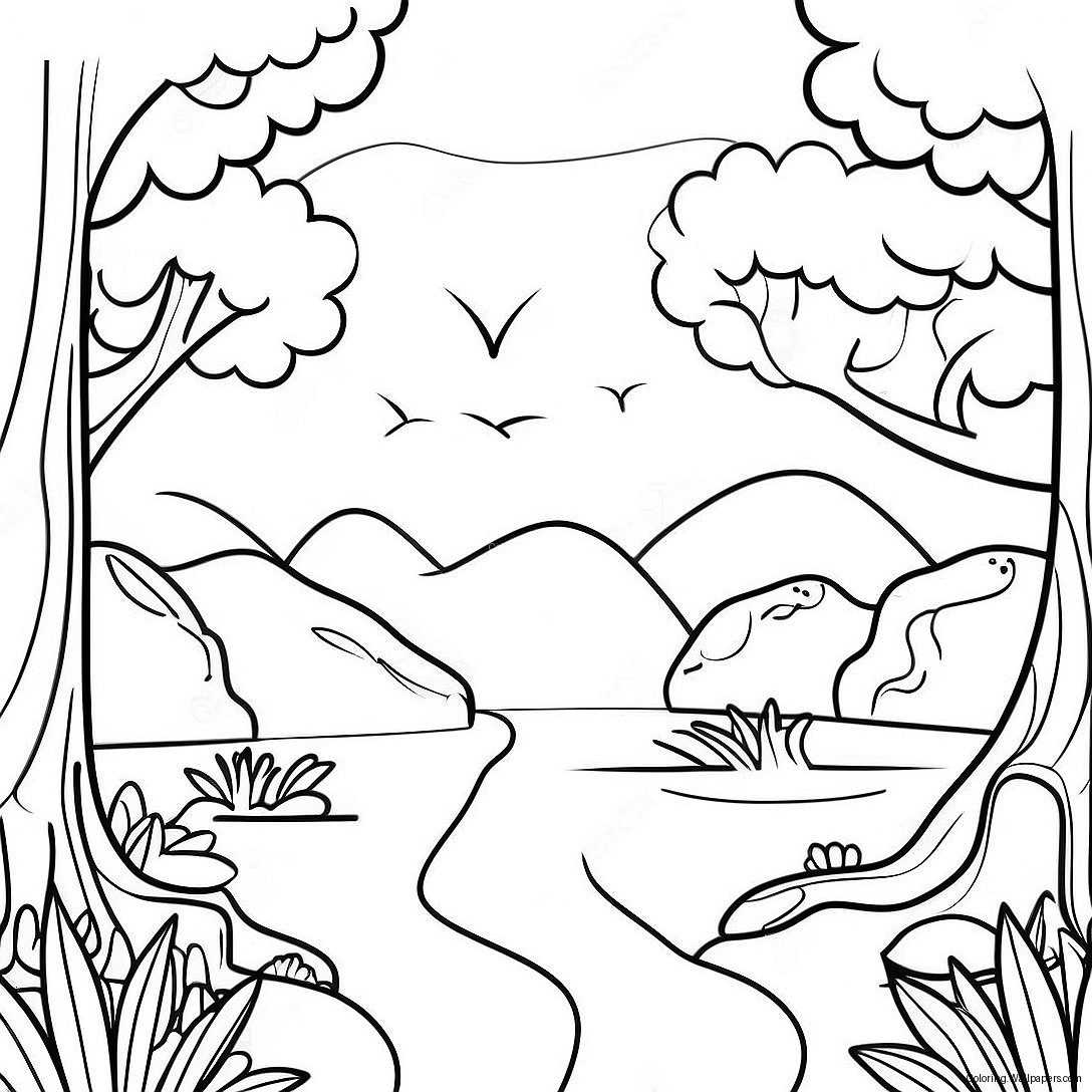 Calming Nature Scene Self Care Coloring Page 33781