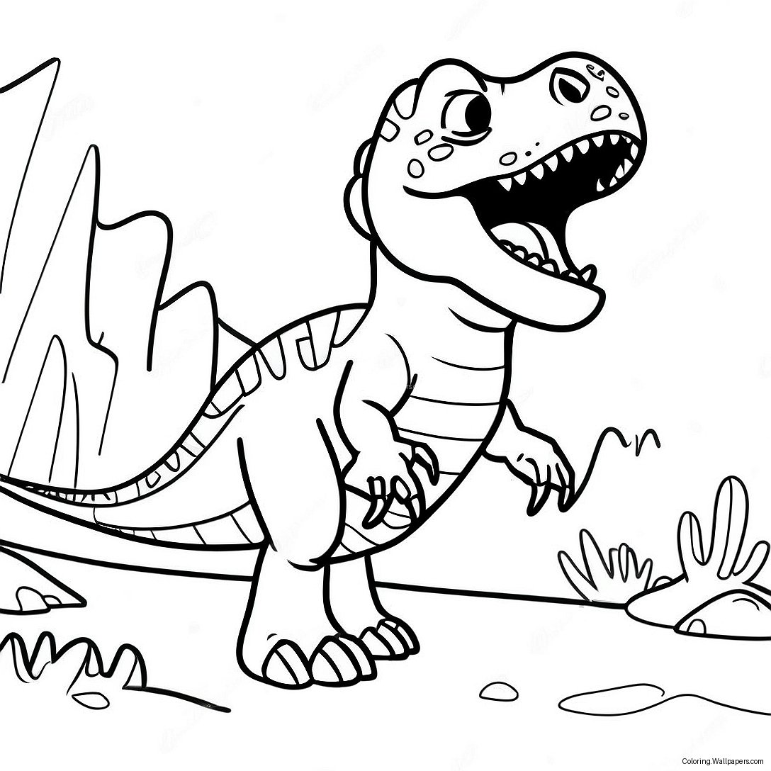 Camp Cretaceous T-Rex Roaring Coloring Page 15158