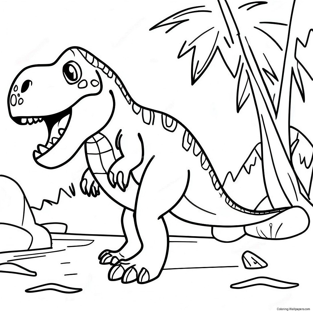 Camp Cretaceous T-Rex Roaring Coloring Page 15159