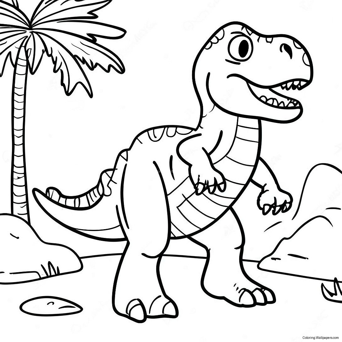 Page À Colorier T-Rex Rugissant Au Camp Cretaceous 15160