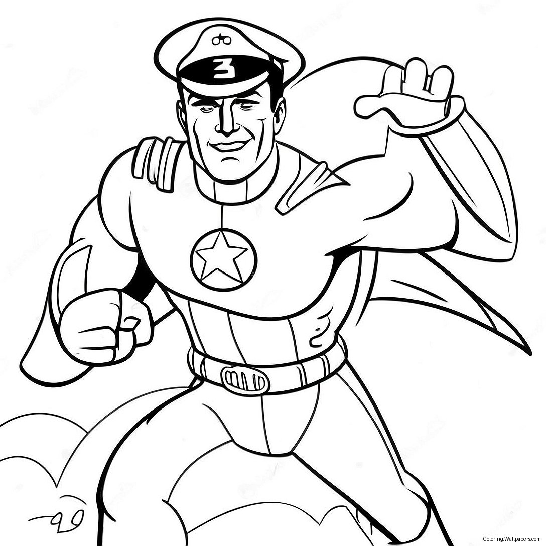 Captain Man In Action Coloring Page 50387