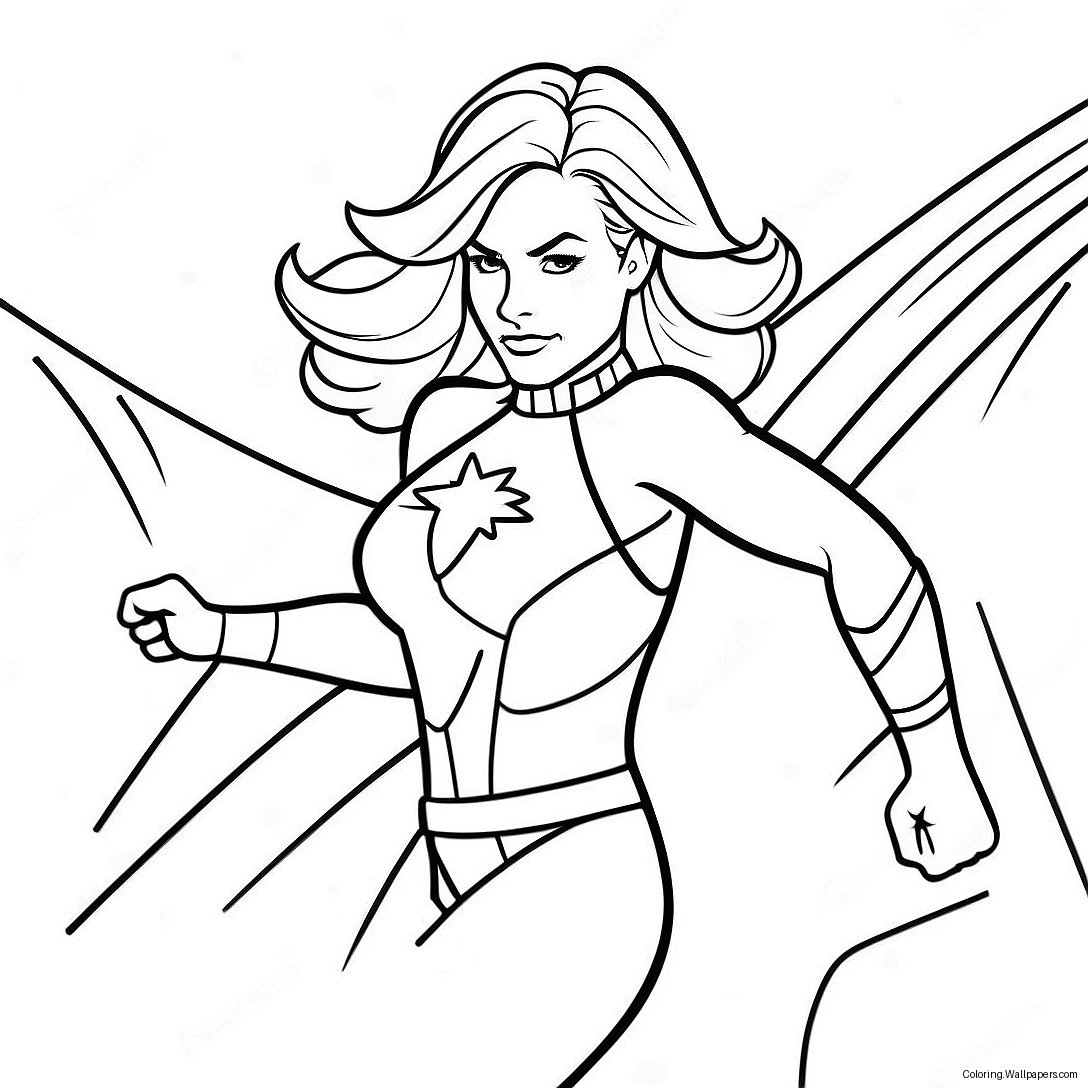 Captain Marvel In Action Coloring Page 11875