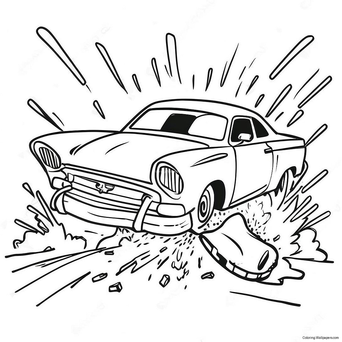 Car Crash Coloring Page 28436