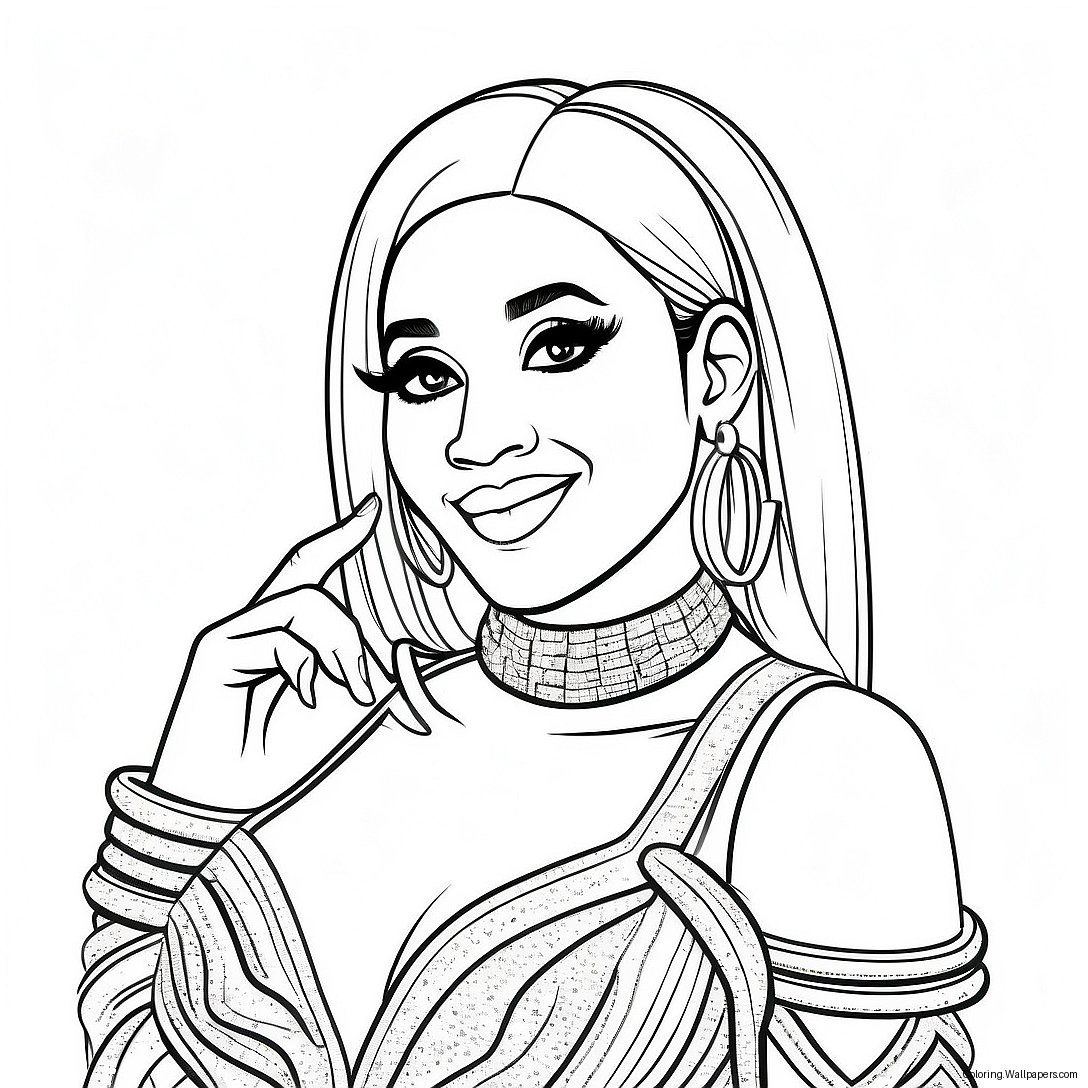 หน้าระบายสี Cardi B ในชุดระยิบระยับ 12943