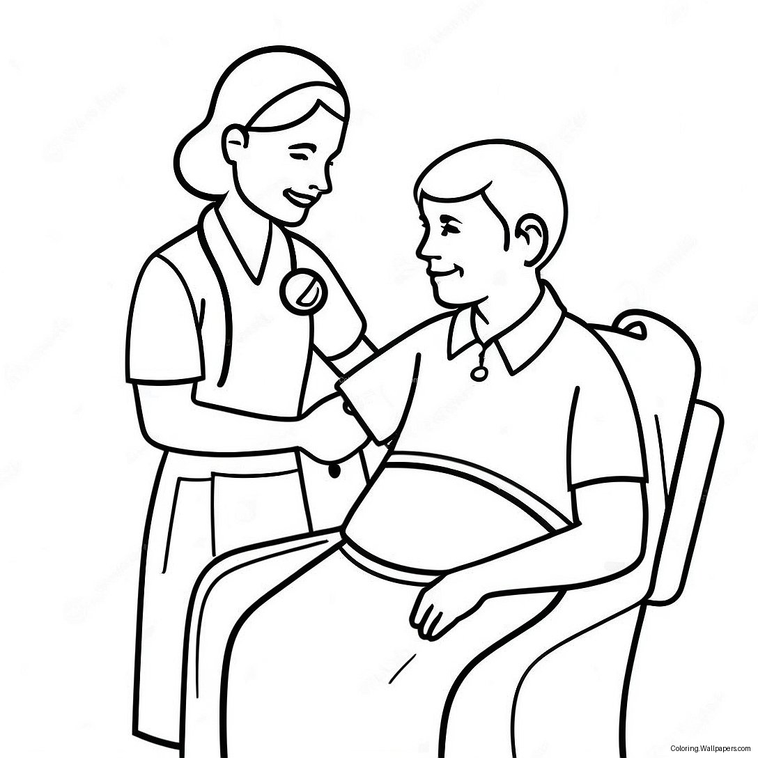 Caring Nurse With Patient Coloring Page 31804