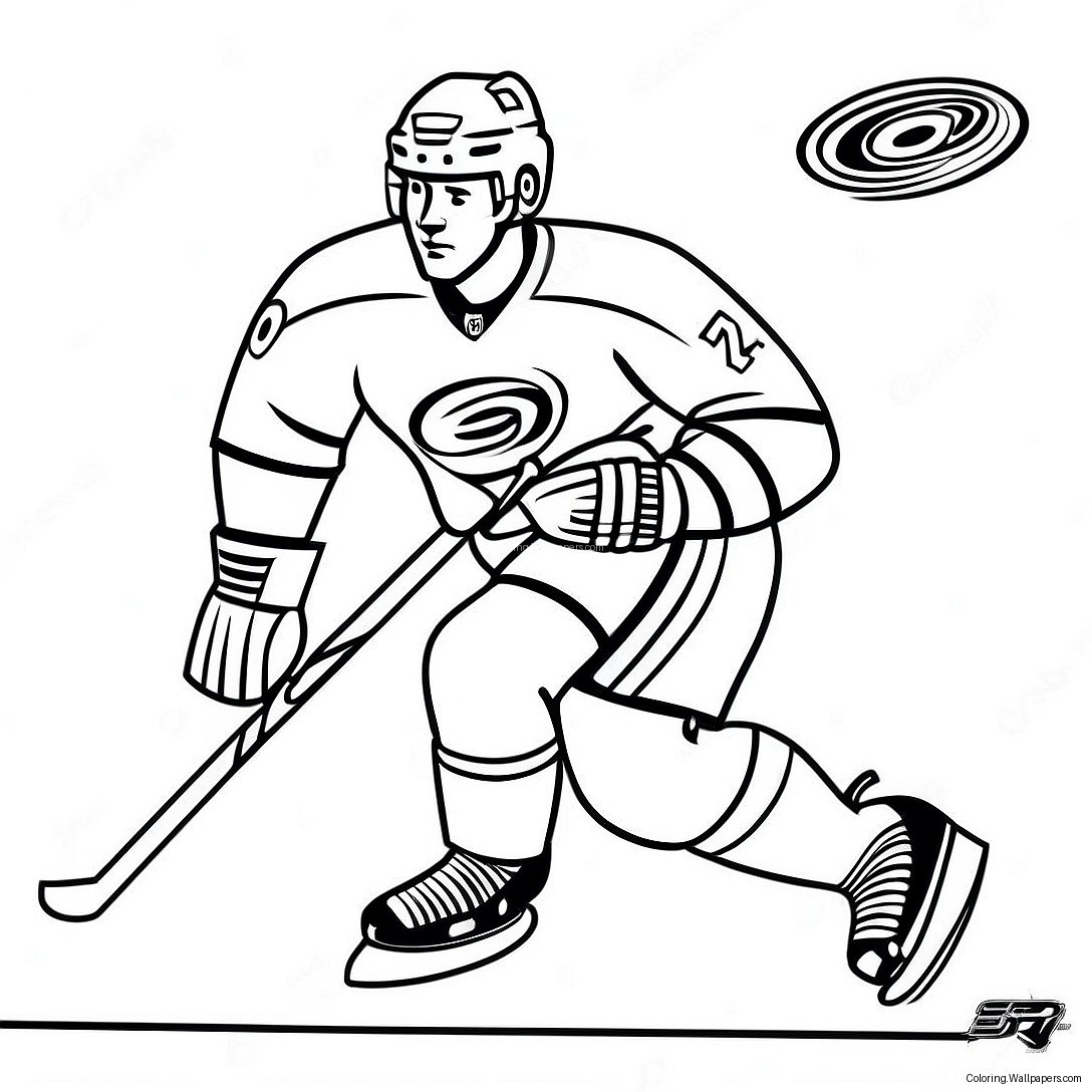 Página Para Colorear De Un Jugador De Los Carolina Hurricanes Patinando 44378