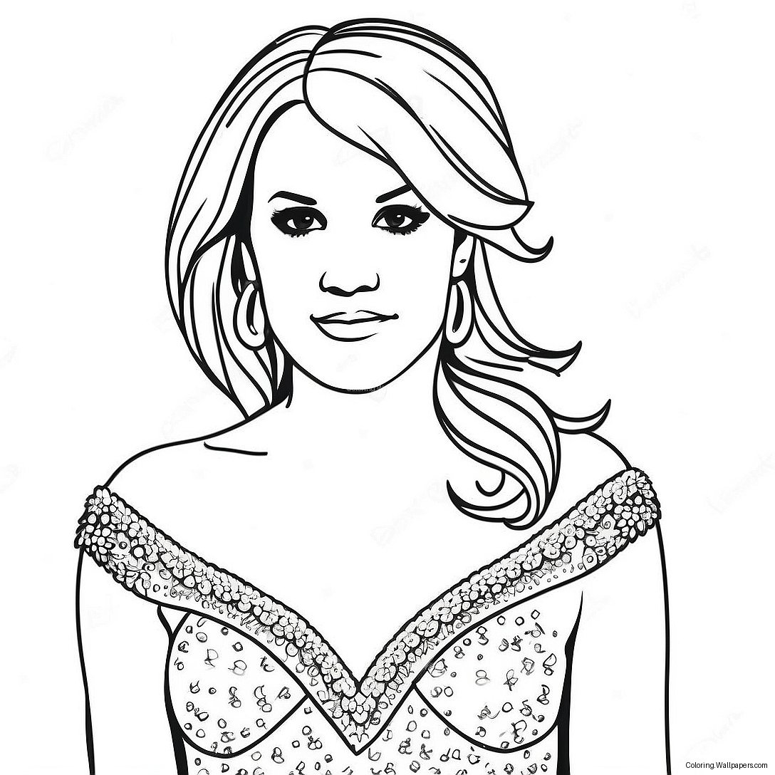 Carrie Underwood In A Sparkling Dress Coloring Page 42109