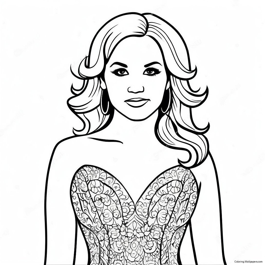 Carrie Underwood In A Sparkling Dress Coloring Page 42111