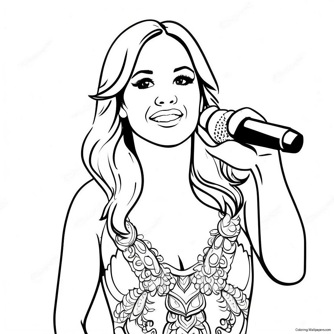 Carrie Underwood Singing On Stage Coloring Page 42119