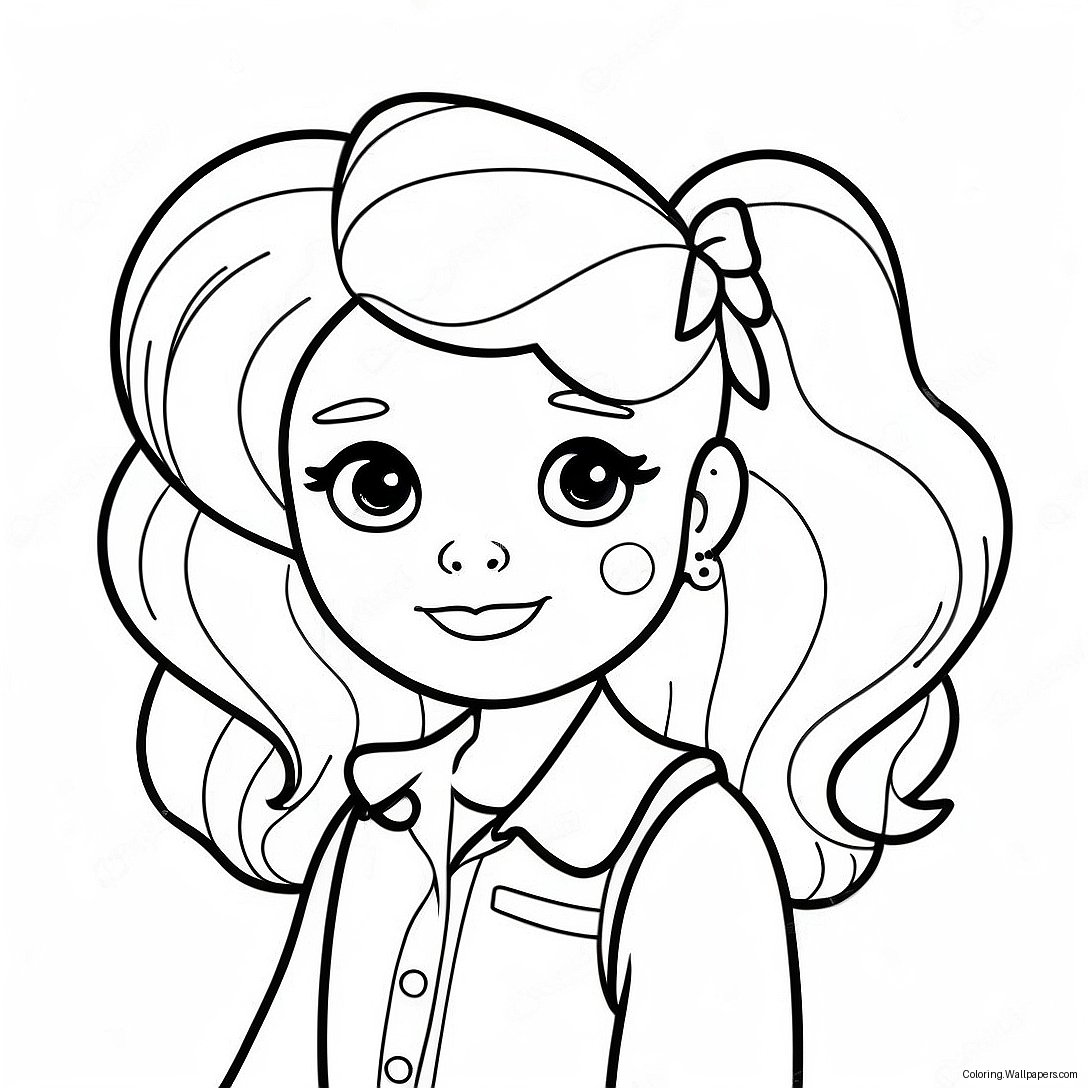 Cartoon Girl With Big Hair Coloring Page 45068