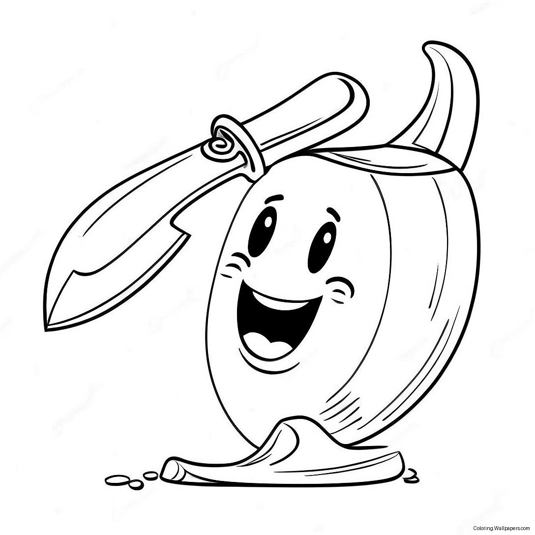 Cartoon Knife With Smiley Face Coloring Page 34817