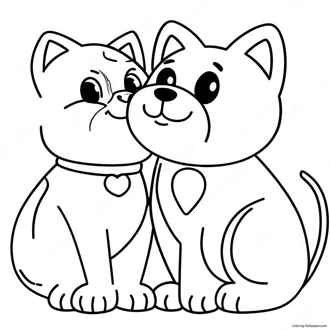 Cat And Dog Coloring Page 29715