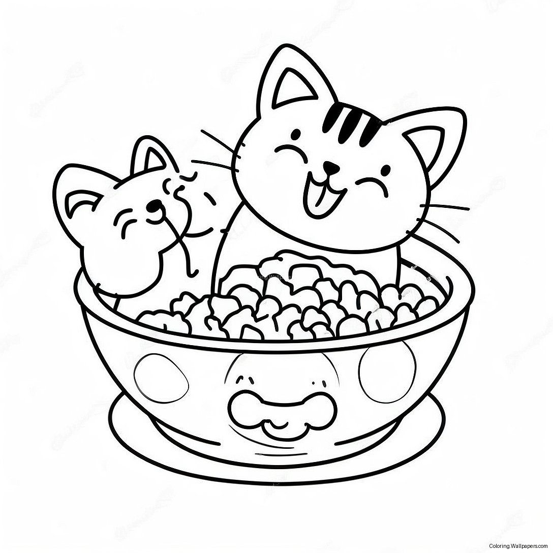 Cat Food Bowl Coloring Page 35609