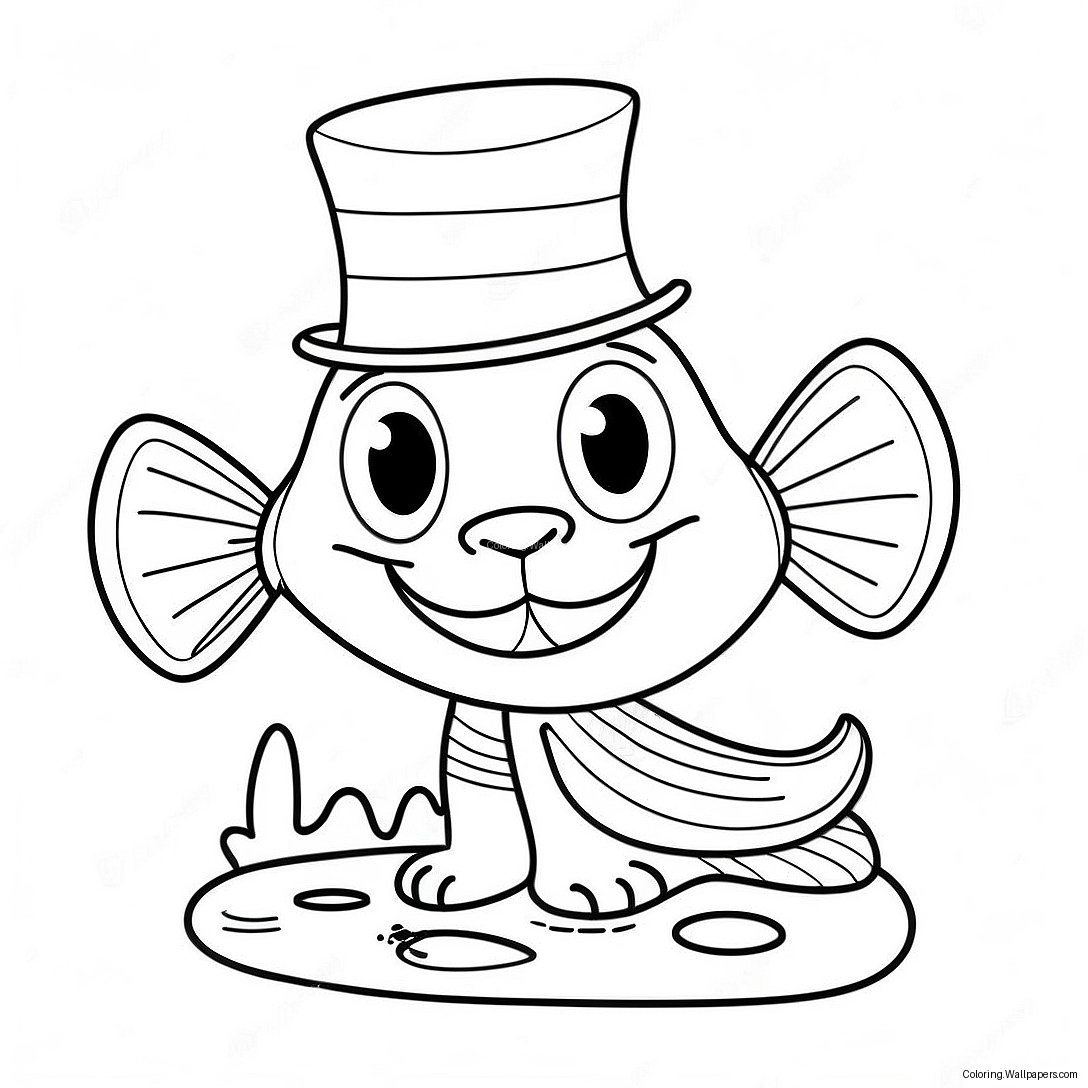 Cat In The Hat Fish Coloring Page 48089