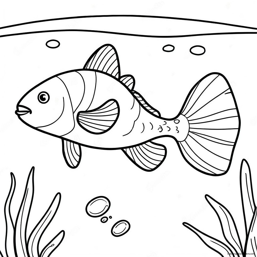 Catfish Swimming In A River Coloring Page 12578