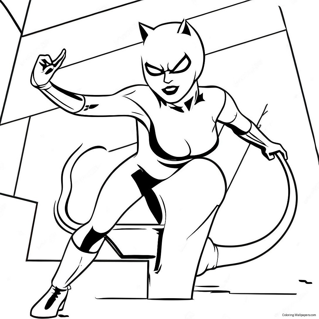 Catwoman Action Pose Fargeleggingsark 8475