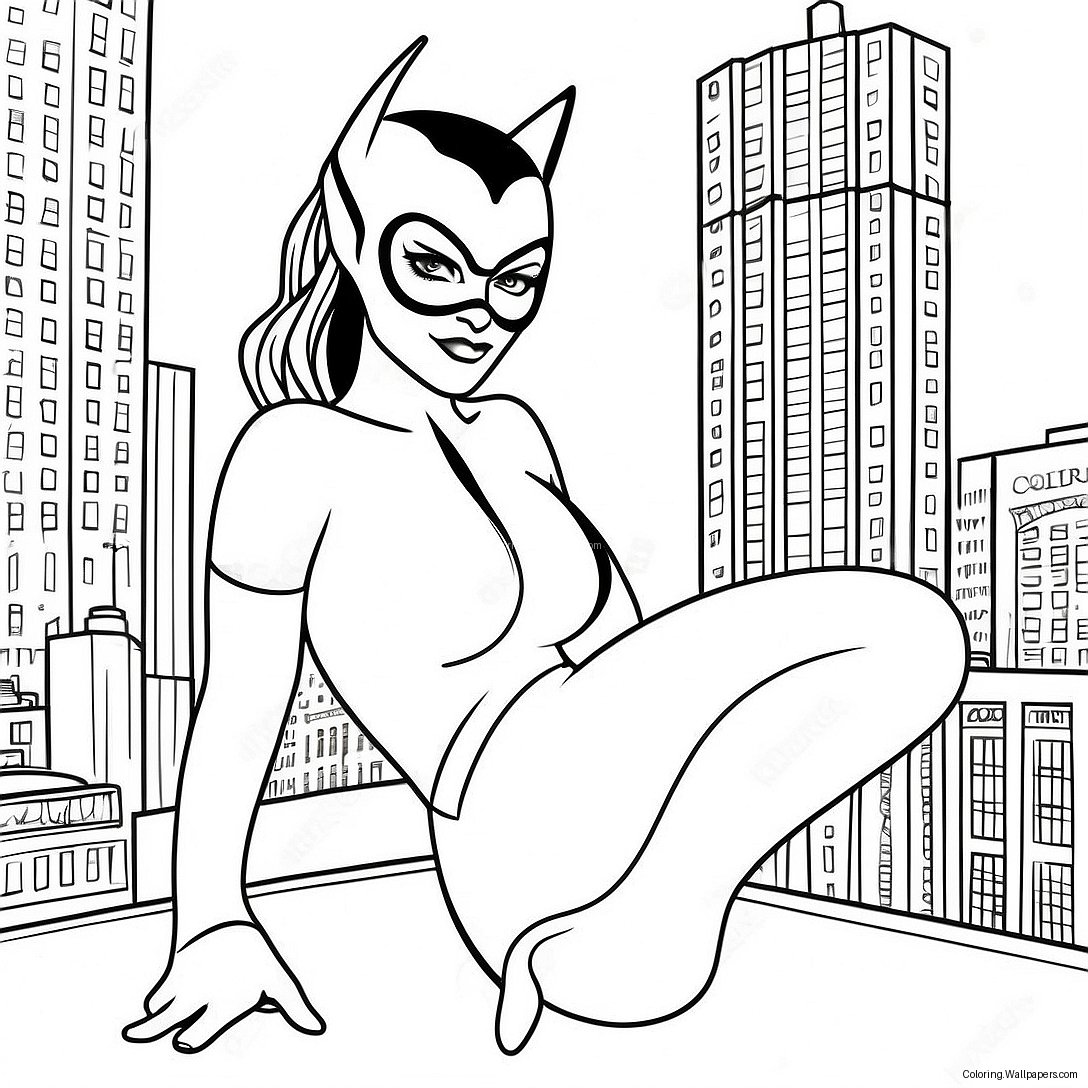 Catwoman In Gotham City Coloring Page 8478