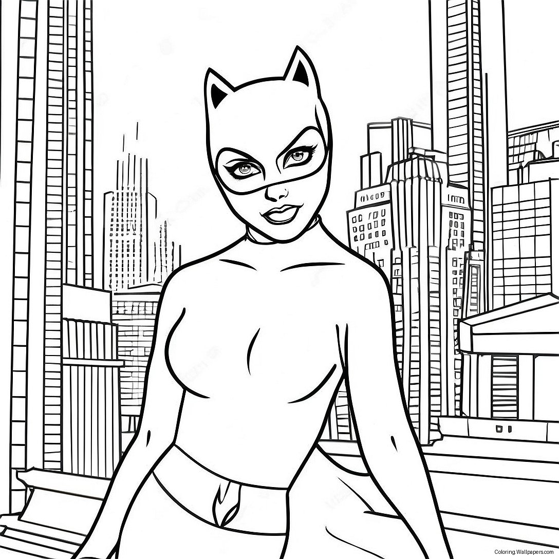 Catwoman In Gotham City Coloring Page 8480