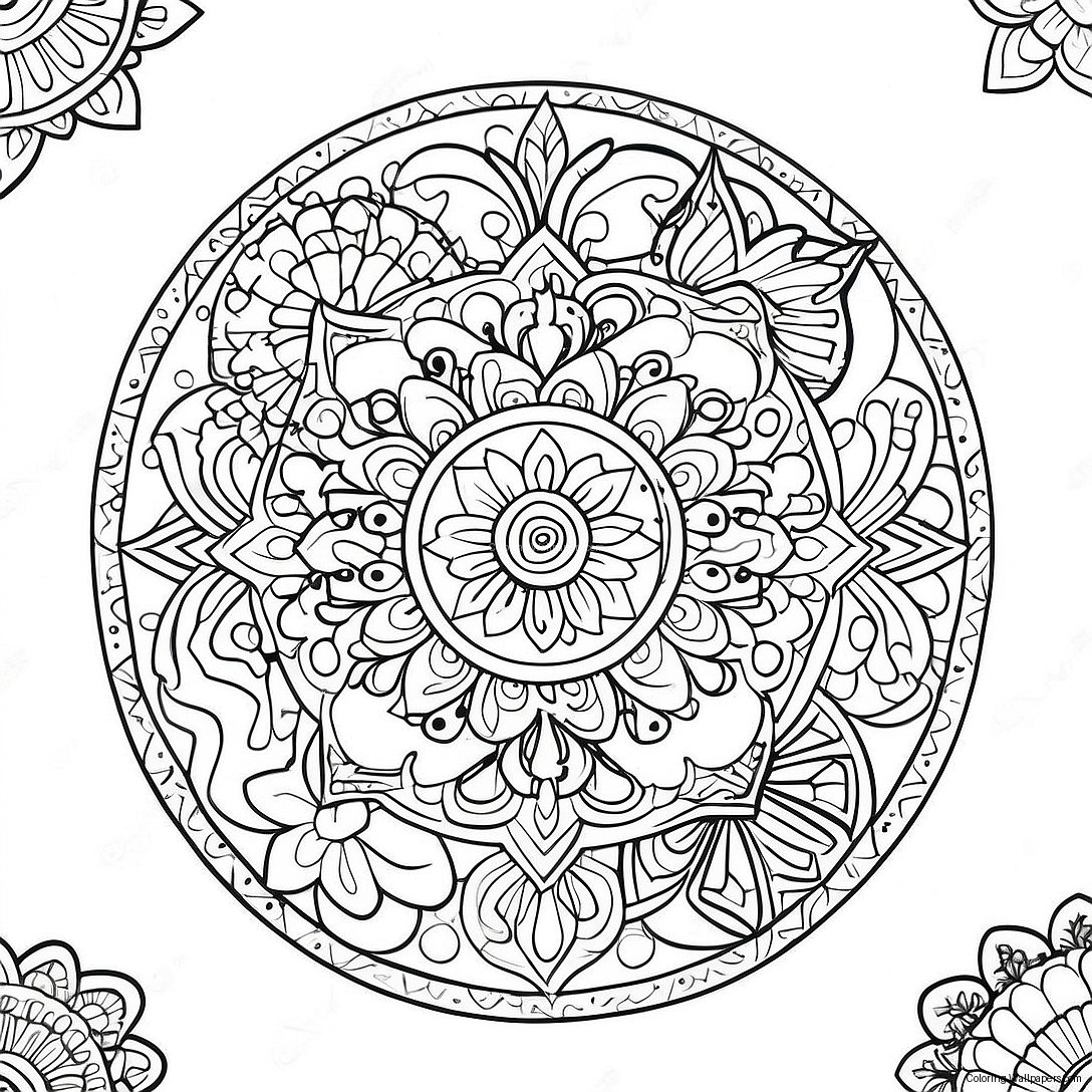 Celestial Moon Mandala Coloring Page 14138