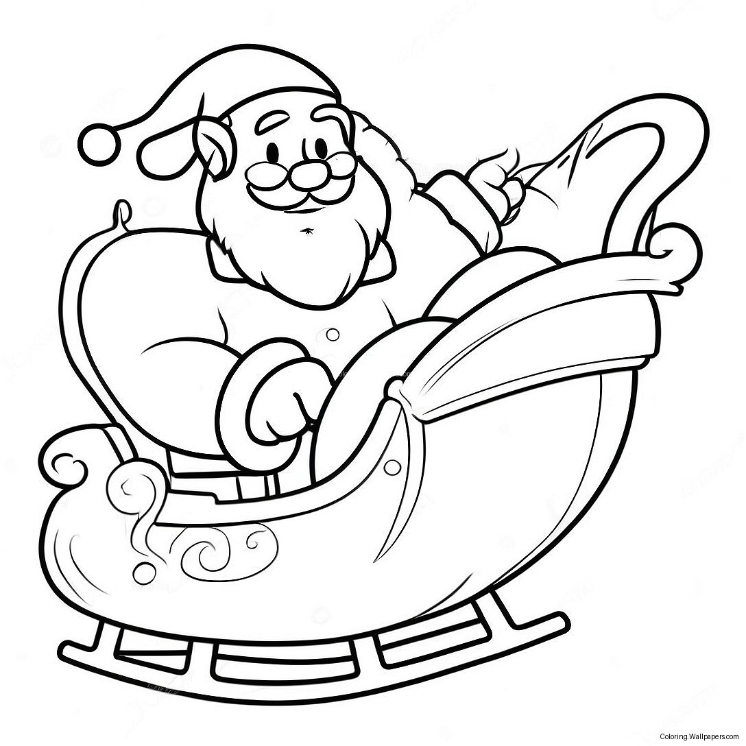 Challenging Santa Claus In Sleigh Coloring Page 9747